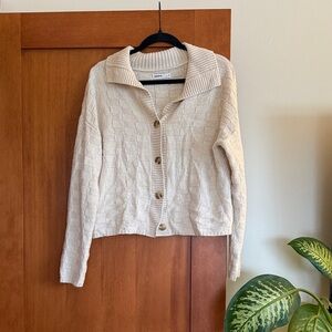 Sonoma Button Ribbed Knit Sweater in Cream